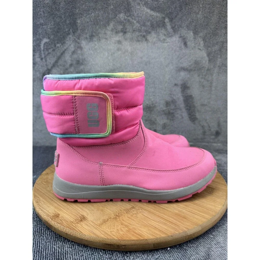 UGG Boots Youth Size 6 Pink Puffer Rainbow Trim 3M Thinsulate 200g Snow